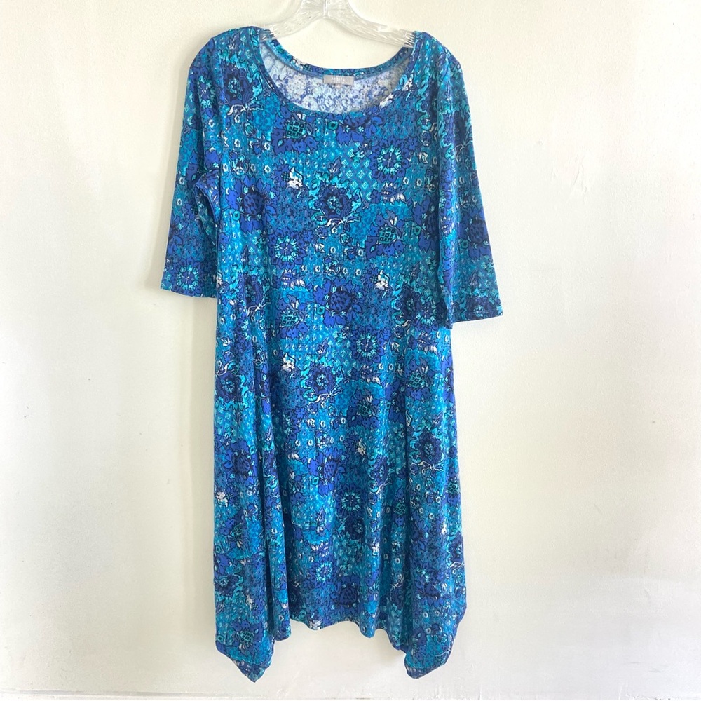 Habitat Blue Handkerchief Midi Dress French Floral S